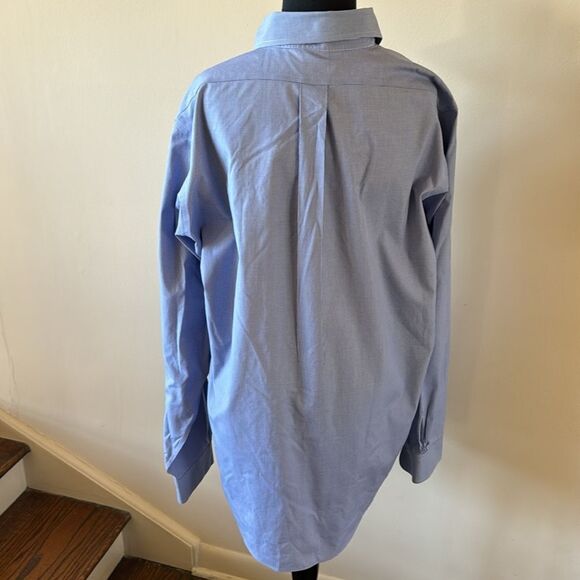 Brooks Bothers blue/white fine houndstooth cotton button down shirt. 15 1/2 - 35 - Picture 3 of 5